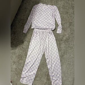 Purple and White Checkered Lounge Set